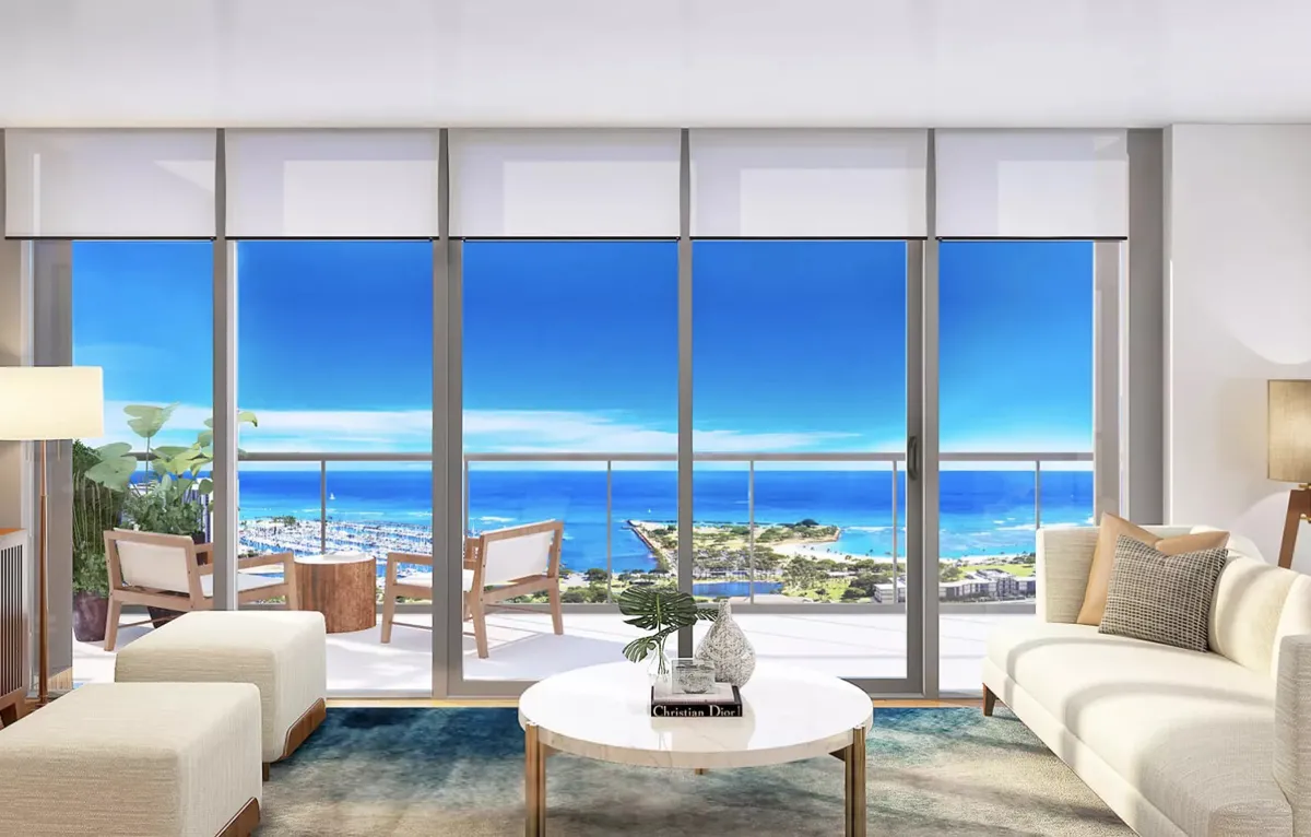 Azure Ala Moana residence view through floor-to-ceiling windows