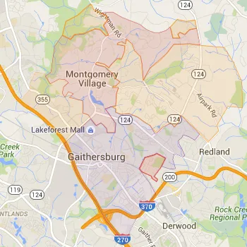 Zip Code Map for Gaithersburg and Montgomery Village