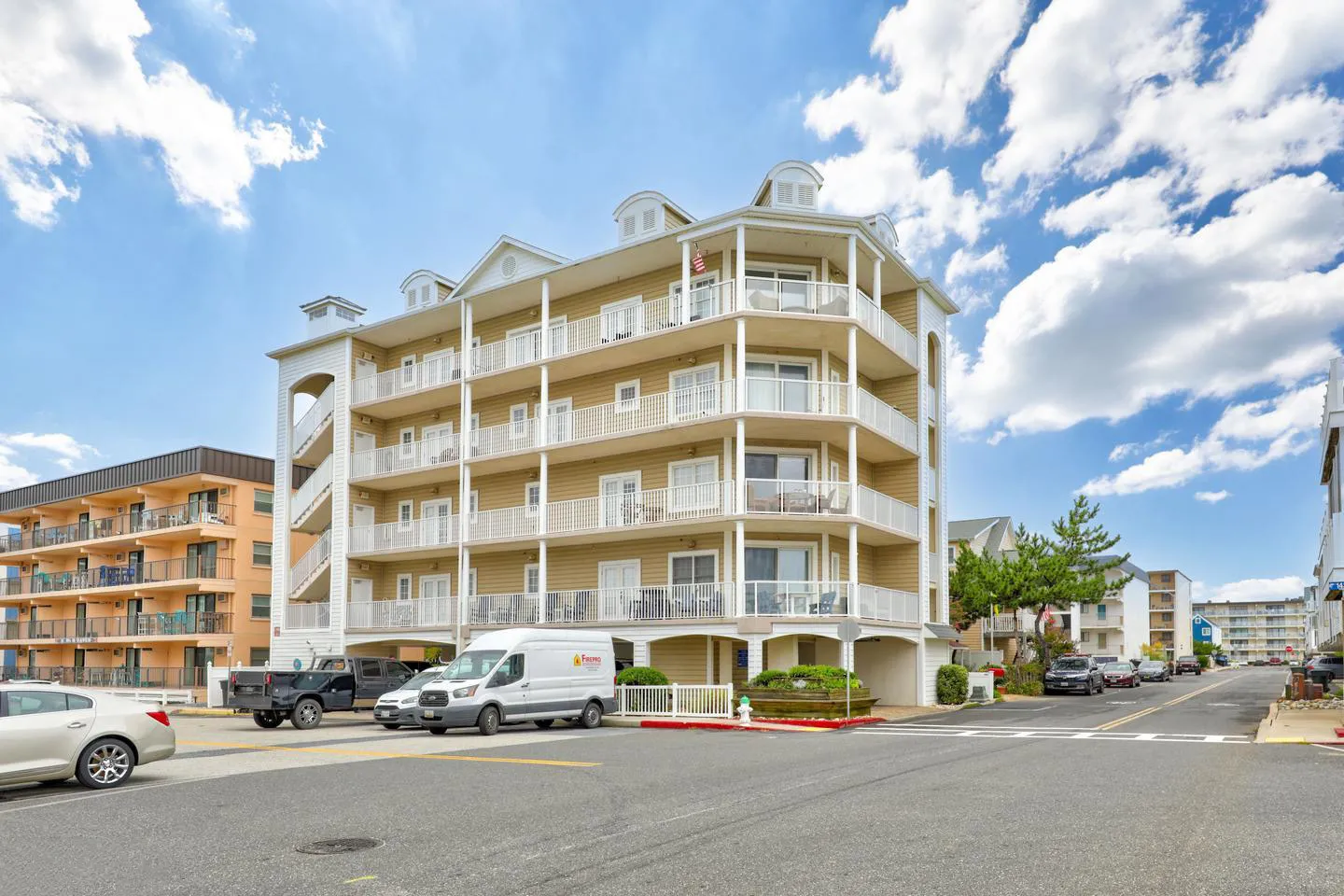 Charleston oceanfront condo building exterior view, Ocean City, MD