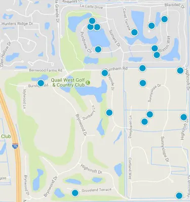 Interactive map of Quail West luxury homes and golf properties in Naples Florida
