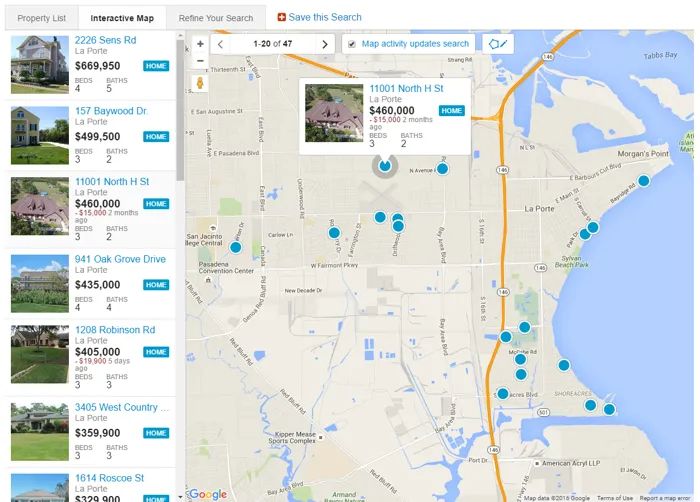 Map Search Houses for Sale in La Porte Tx