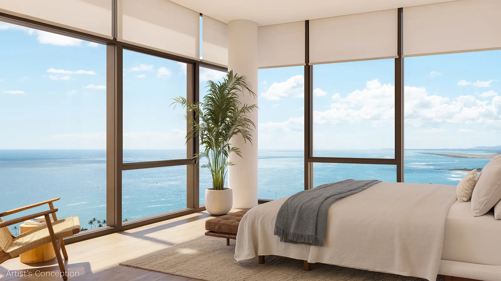 Kaliʻu residence secondary bedroom rendering