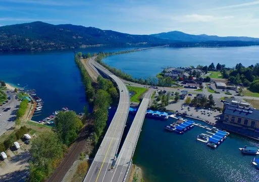 Aerial Sandpoint Photography Looking south over the Long Bridge