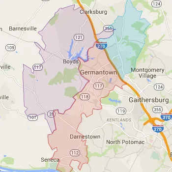 Zip Code Map for Germantown and Boyds