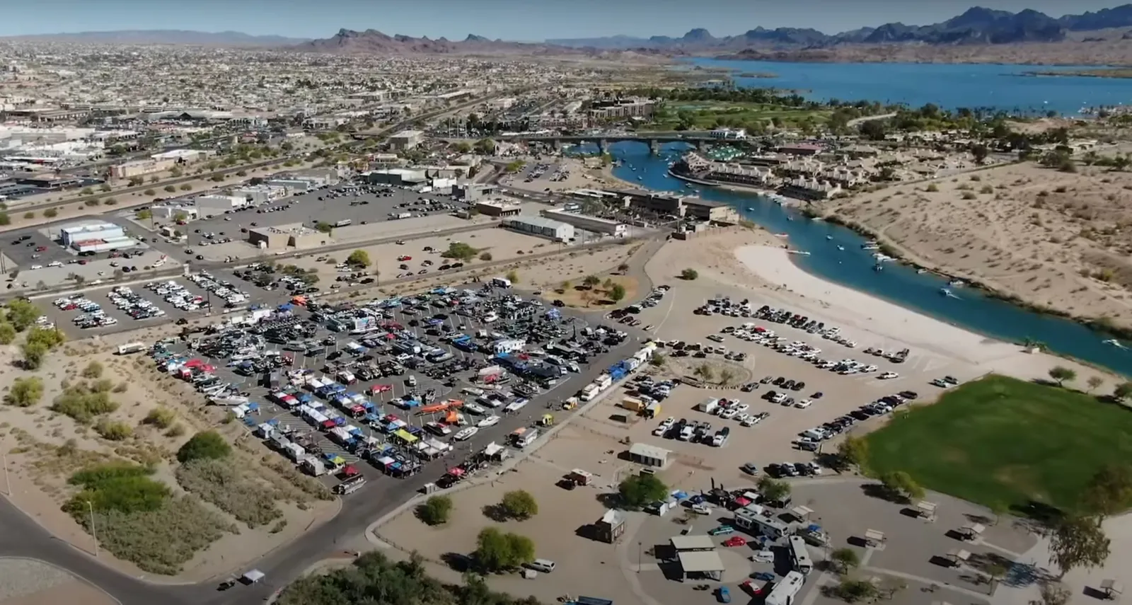Visitors viewing boats at the Lake Havasu Boat Show